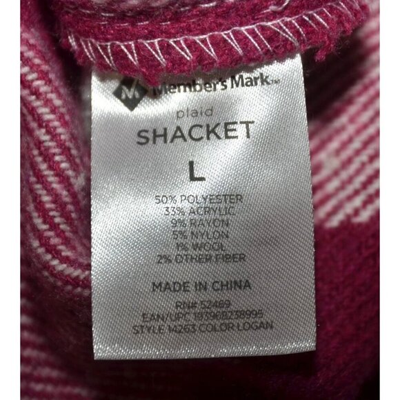 Plum Purple & White Plaid Shacket Jacket Ladies L Pockets Collared Warm Casual - Picture 11 of 12